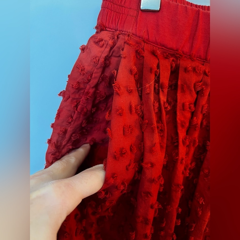 J. Crew Skirt Women's Size 0 Clip Dot Pleated‎ Midi Skirt Rust Cotton Pockets - Picture 2 of 5